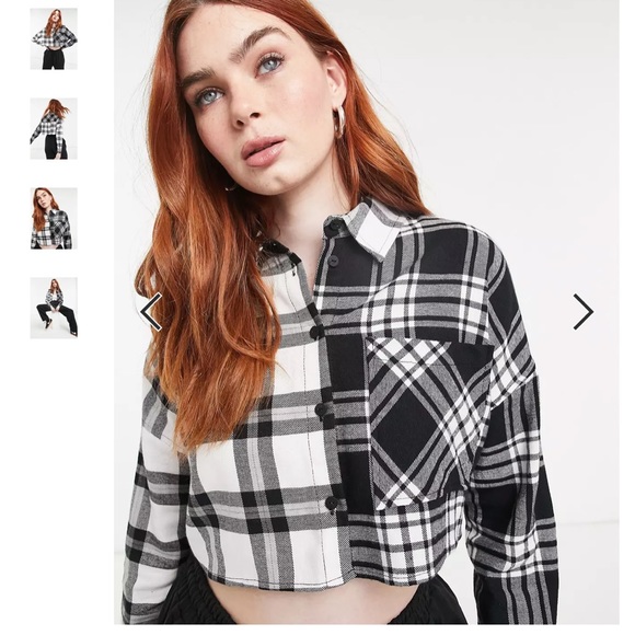 NWOT bershka crop flannel - Picture 3 of 6